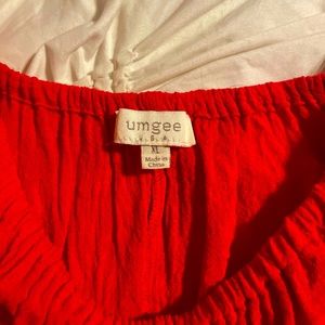Red Umgee xl Womens top. Super cute off the shoulder